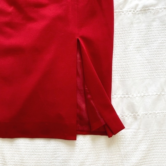 TAHARI ARTHUR S LEVINE RED FRONT SLIT PENCIL FORMAL SKIRT - 6 - Picture 7 of 9